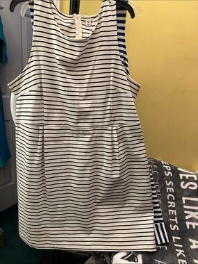 Old Navy White and Black Striped Sleeveless Casual Dress